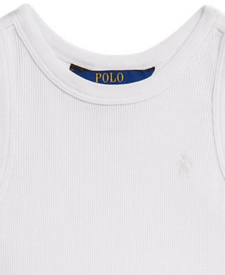 Girls' 2T-6X Eyelet-Skirt Ribbed Cotton Dress