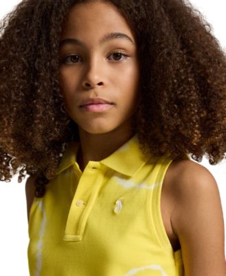 Girls' 7-16 Tie-Dye Stretch Mesh Boxy Polo Shirt