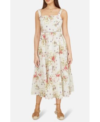 Women's Floral Broderie Anglaise Midi Sun Dress