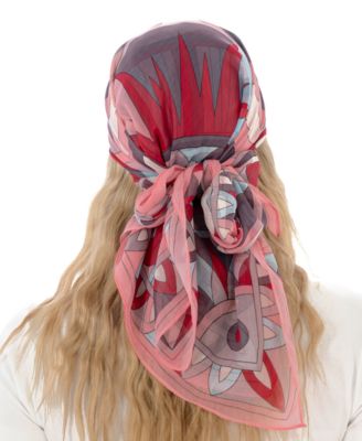 Satin Geo Print Square Scarf