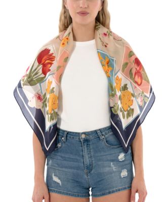 Satin Floral Square Scarf