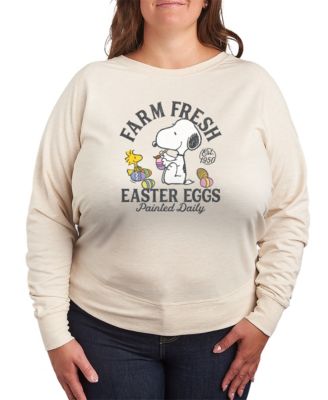 Plus Size Peanuts Farm Fresh Easter Eggs French Terry Long-Sleeve T-Shirt