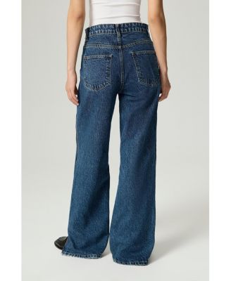 Women's Zip Accent Straight-Leg Denim Pants