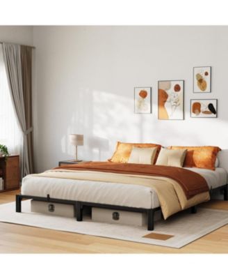 Heavy Duty Metal Platform Bed Frame with Durable Iron Slat Support and Legs, No Box Spring Required, No Screws Needed, Support