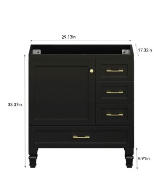  Modern Bathroom Vanity with Sink, Transitional MDF Cabinet, Ample Soft Close Storage, 1 Door 3 Drawers for Stylish Bathrooms