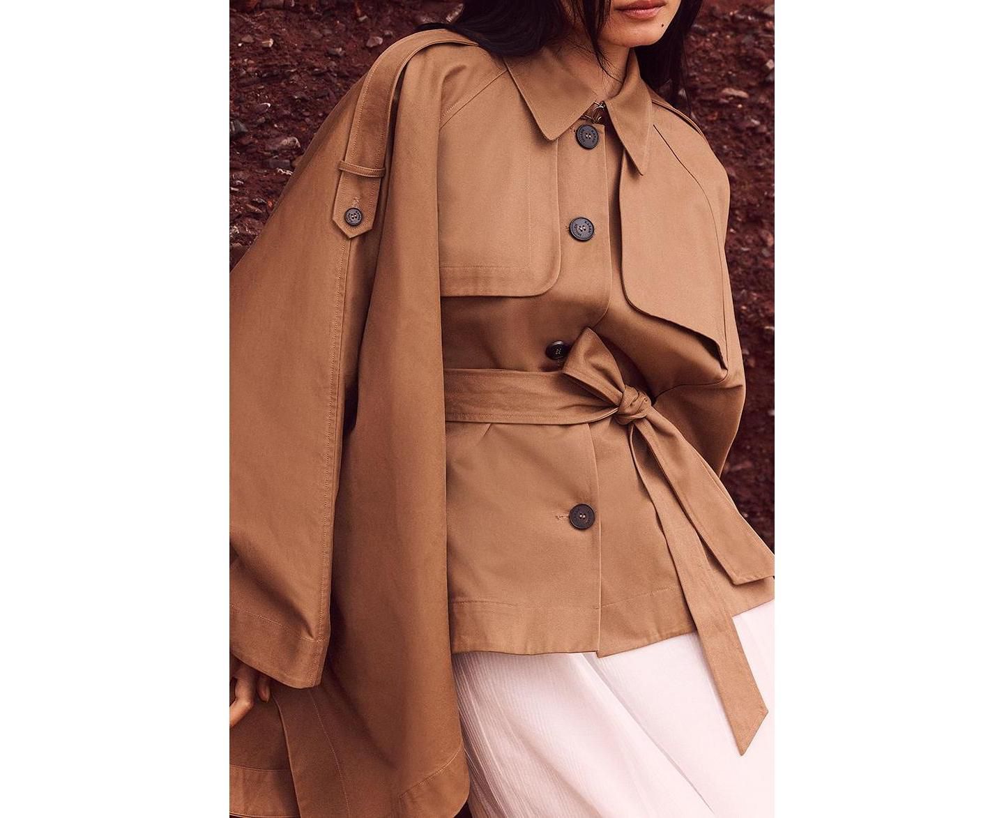 Женское пальто Karen Millen Cape Detail Trench, цвет: Верблюжий — фото 7