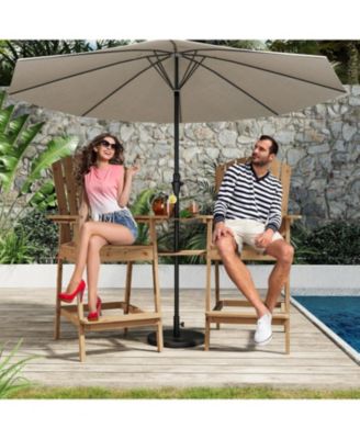 Outdoor Tall Adirondack Barstools with Connecting Tray, HDPE Patio High Back Chairs
