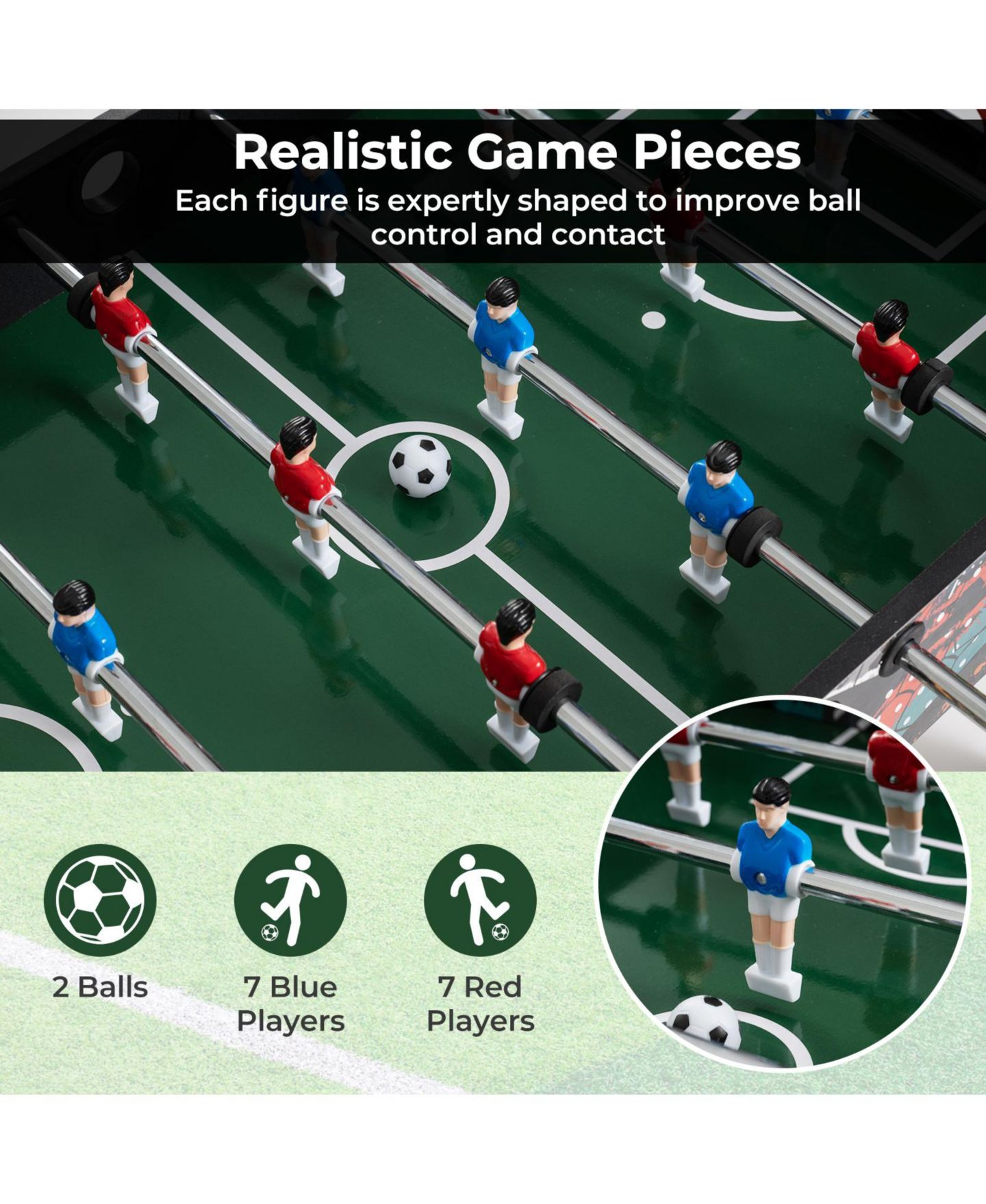 Детская игрушка Mecale Mini 2-in-1 Foosball Game Table with Detachable Legs, Ages 6+, цвет: Чёрный — фото 6