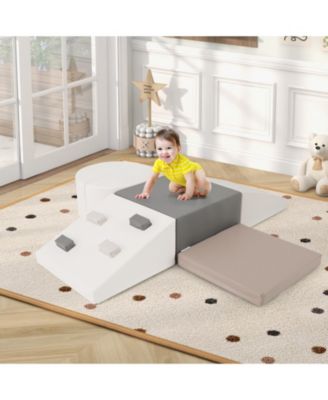 6-Piece Soft Play Set for Toddlers with Climbing Triangle and Ramp