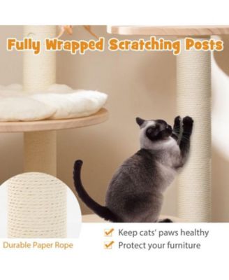 4-in-1 Wooden Cat Tower with Space Capsule Nest, Indoor Cat Tree for Climbing & Lounging