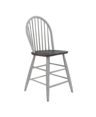 Liberty Furniture Farmhouse Windsor Back Counter Chair in Two Tone Wood Tone Top