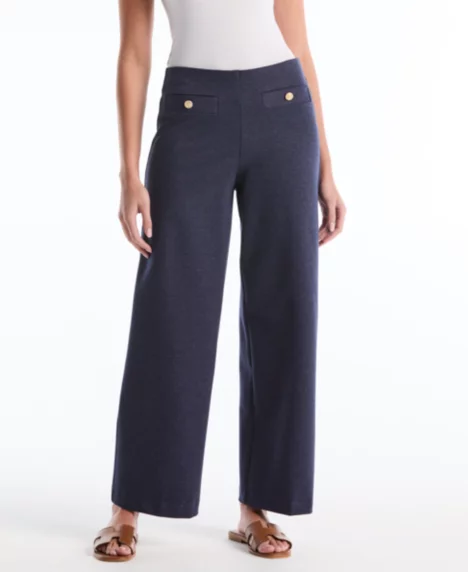 Petite Indigo Denim Wide-Leg Pants - Rinse
