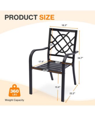 Patio Dining Chairs Set of 2, Stackable Metal High Back Chairs Set , Garden, Yard, Deck, Porch and Poolside