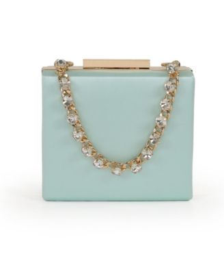 Woman's Billie Mini Box Clutch with Rhinestone Chain