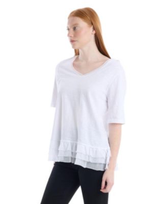 Women's V-Neck Mixed Media Tee