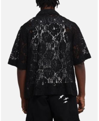 Men's Lace Button Up Shirt