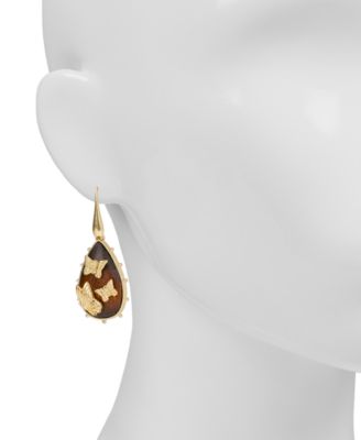 Gold-Tone Plated Butterflies Teardrop Earrings
