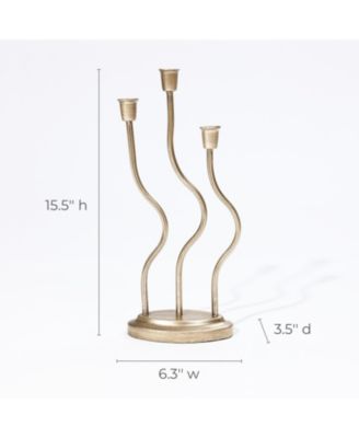 Metal 3-Taper Candle Holder Tabletop Sculpture