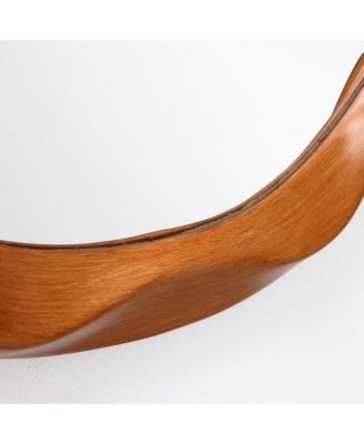 Natural Wood Finish Asymmetrical MDF Frame Wall Mirror, 31.5" H  x  22.6" W