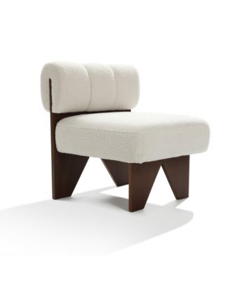 Upholstered White Modern Armless Accent Chair