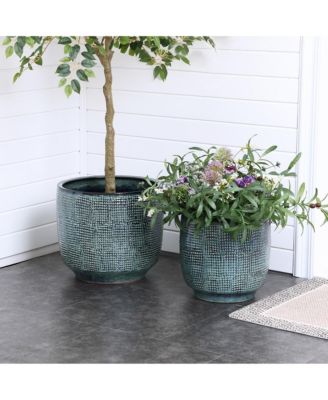 Marina Gray 15.75-Inch Round Ceramic Planter