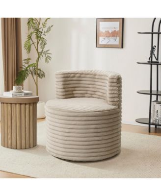 Modern Light Brown Upholstered Swivel Barrel Accent Chair