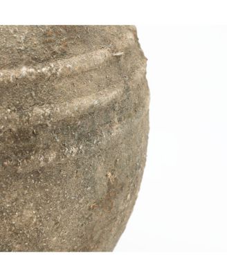 Weathered Terracotta Finish with Textured Ridges Round Vase Farmhouse Decor