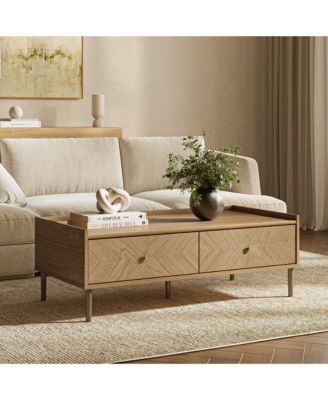 Summer Oak Manufactured Wood 2 Drawer Coffee Table