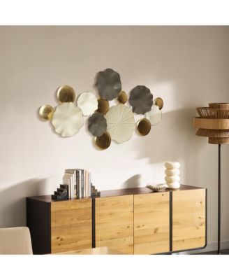 Modern Abstract Metal Wall Art, 45.7" W Contemporary Home Decor