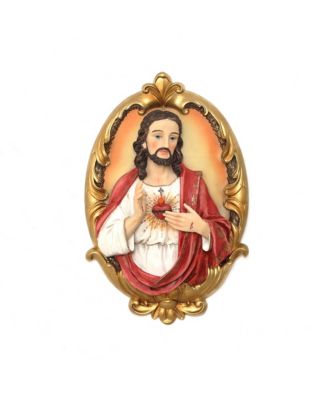 Sacred Jesus Wall Plaque, Oval Christian Home Decor Plaque for Prayer Room & Faith Display