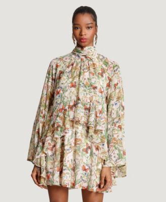 Women’s High Neck Ruffle Mini Dress