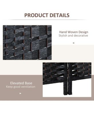 4 Panel Resin Wicker Folding Room Divider Privacy Screen Home Office Decor