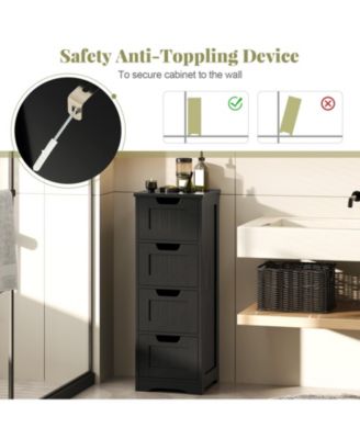 Bathroom Floor Cabinet Free-Standing Side Storage Organizer w/ 4 Drawers