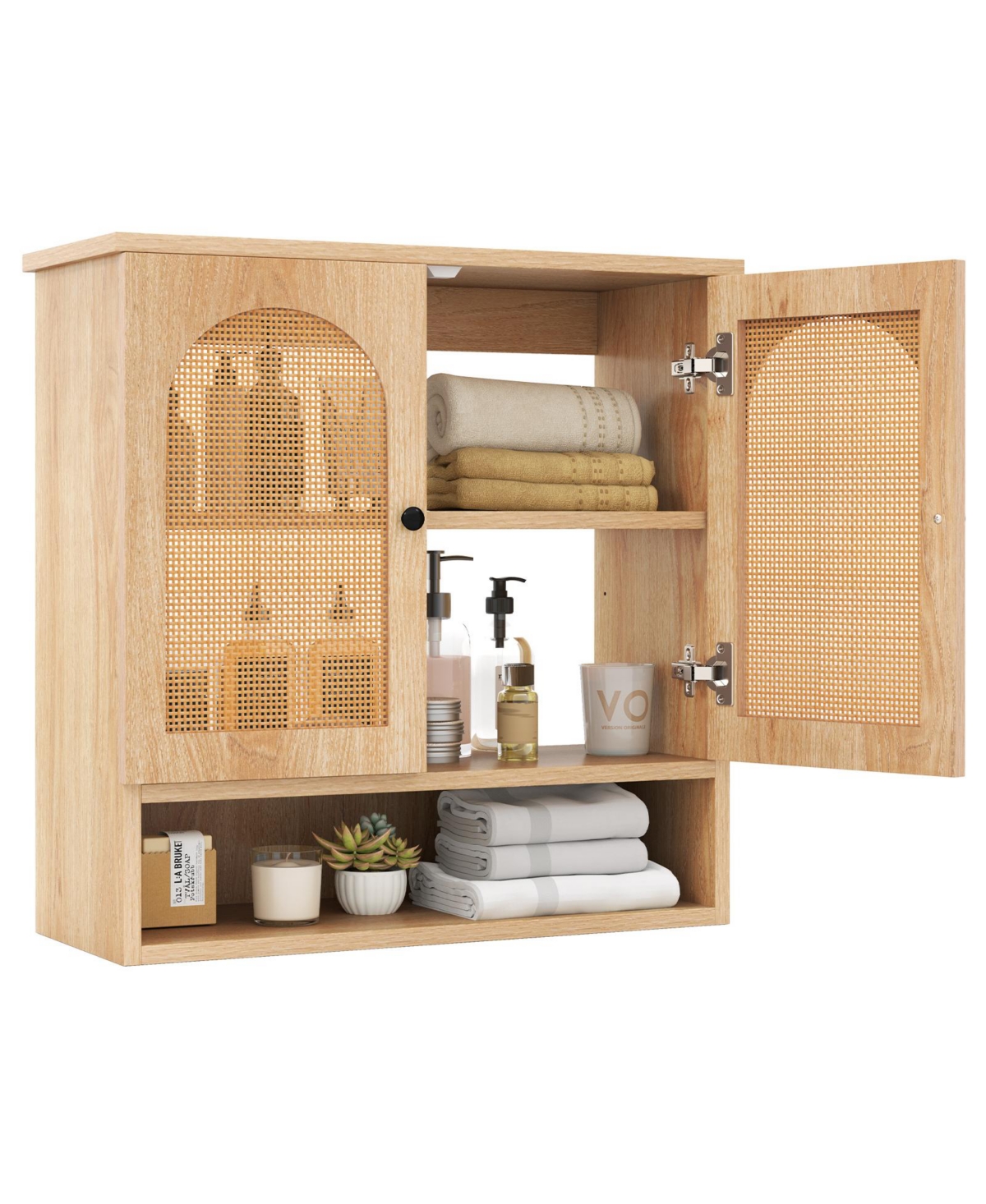 Gymax Bathroom Wall Cabinet Deep Bathroom Cabinet w/ Adjustable Shelves