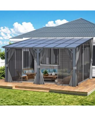 Wall Gazebo with Curtains and Mosquito Netting