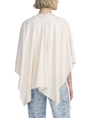 Fine Gauge Draped Cardigan With Lace Applique