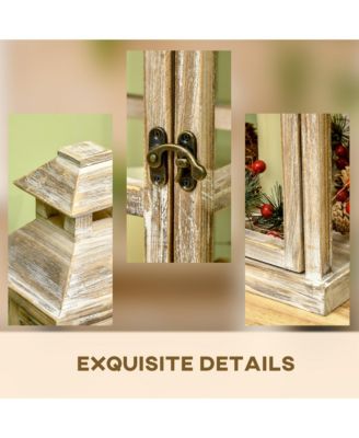 2 Pack 28"/20" Large Lantern Decorative, Fir Wood Outdoor Lantern