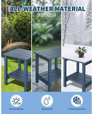 TrailBlaze 18 X 15 in Adirondack Square Outdoor Side Table,2-Tier Storage Patio Side Table