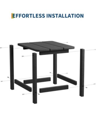 Square HDPE All-Weather Side Table, Durable Outdoor Patio End Table Built to Last, Resists Fading and Moisture for Beach or Porch