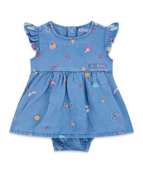 Платье GUESS Chambray Bodysuit Dress для девочек-малышей, цвет: Синий