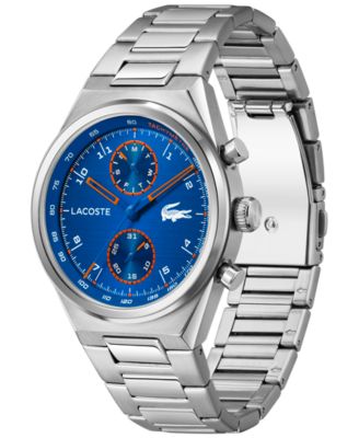 Men's Line Racer Silver Tone Stainless Steel Bracelet Watch, 42mm