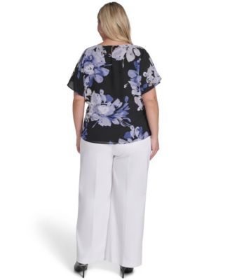 Plus Size Printed Short-Sleeve Top