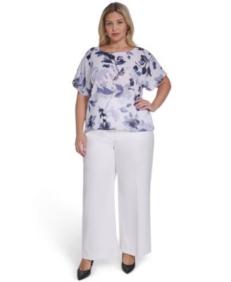 Plus Size Printed Crew Neck Top