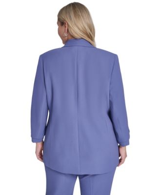Plus Size Open Front Notch Collar Jacket