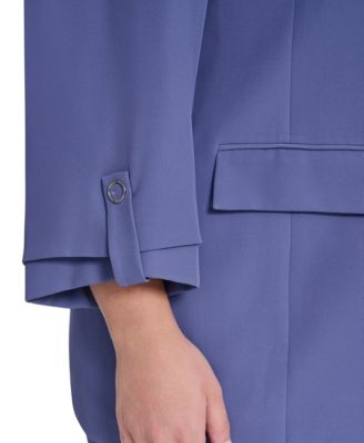 Plus Size Open Front Notch Collar Jacket