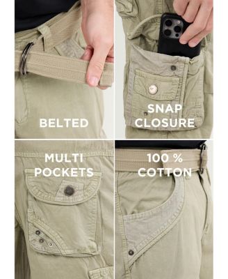 Men's Cargo Shorts Camo & Solid Colors 12.5" Inseam Knee Length Classic Fit Multi Pocket