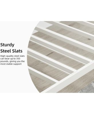 Daybed Frame, Metal Daybed with Floral Headboard, Heavy Duty Steel Slats Supports, Modern Twin Bed Frame for Living Room, Guest Room