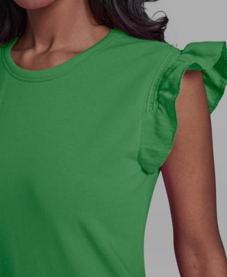 Women's Scallop Trim Boat Neck Top