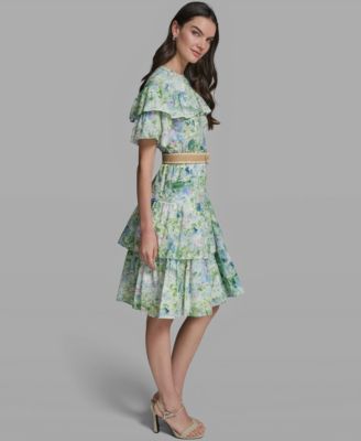 Women's Short-Sleeve Crewneck Printed Dress