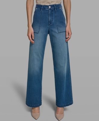 Women's Wide-Leg Mid-Rise Ankle Length Jeans